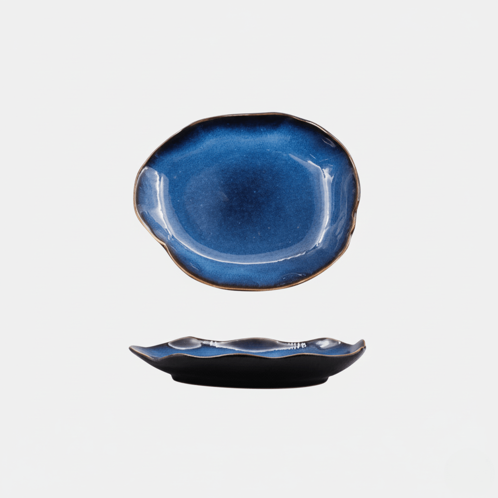 Hom & Ember – Elegant Porcelain Dinner Plate in Ocean Blue for a Sophisticated Dining Experience - Hom & Ember