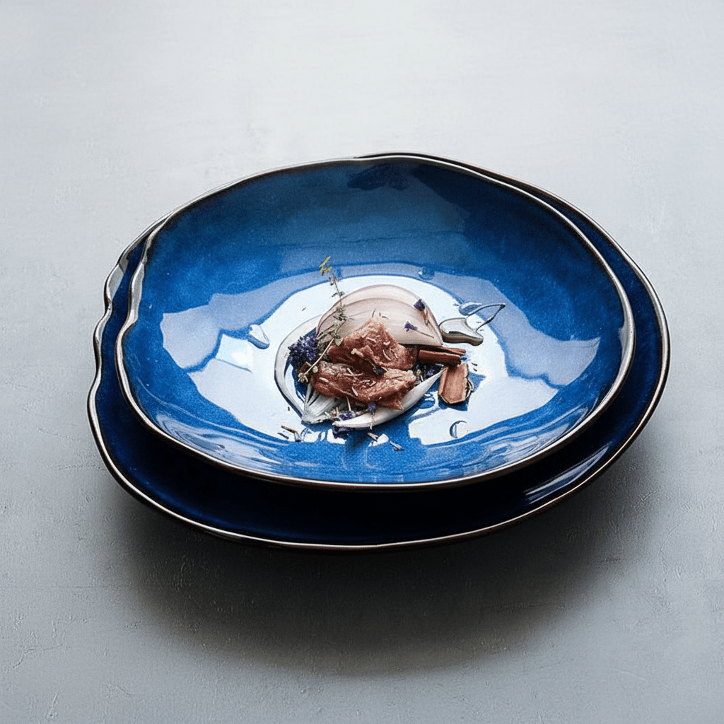 Hom & Ember – Elegant Porcelain Dinner Plate in Ocean Blue for a Sophisticated Dining Experience - Hom & Ember