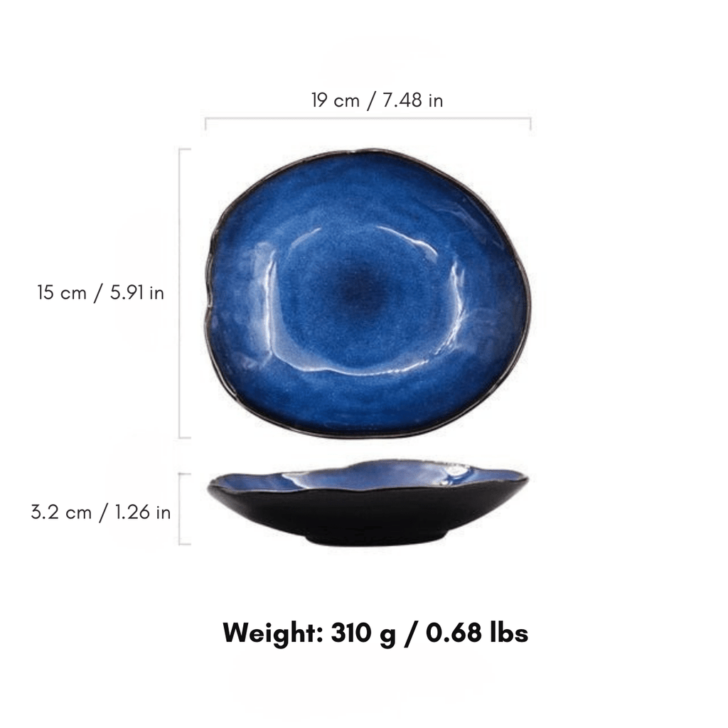 Hom & Ember – Elegant Porcelain Dinner Plate in Ocean Blue for a Sophisticated Dining Experience - Hom & Ember