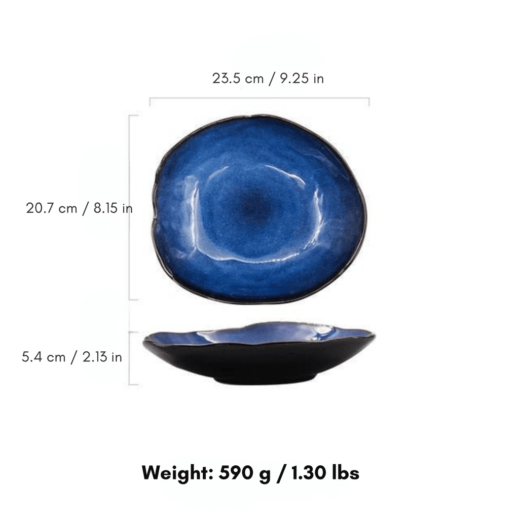 Hom & Ember – Elegant Porcelain Dinner Plate in Ocean Blue for a Sophisticated Dining Experience - Hom & Ember