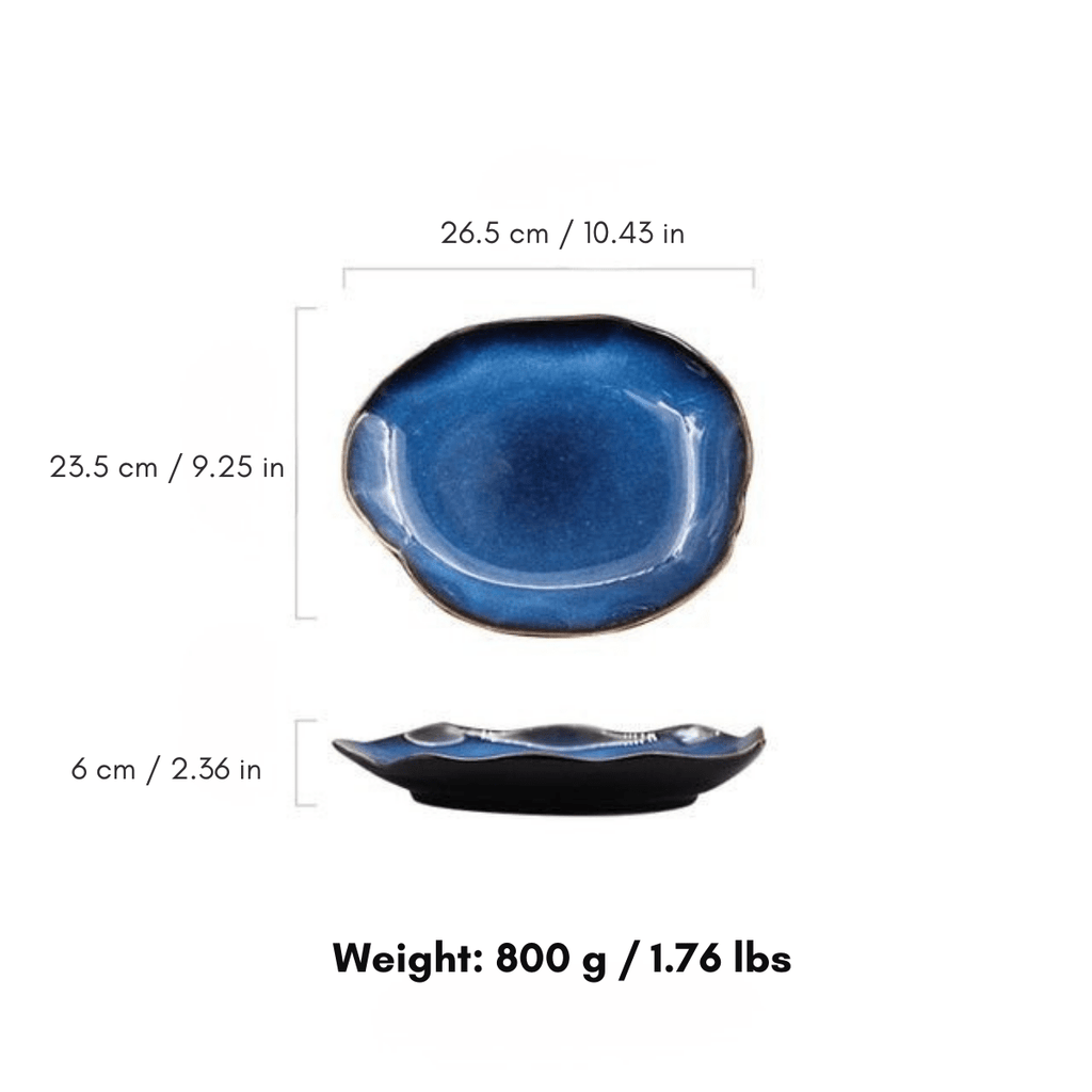 Hom & Ember – Elegant Porcelain Dinner Plate in Ocean Blue for a Sophisticated Dining Experience - Hom & Ember