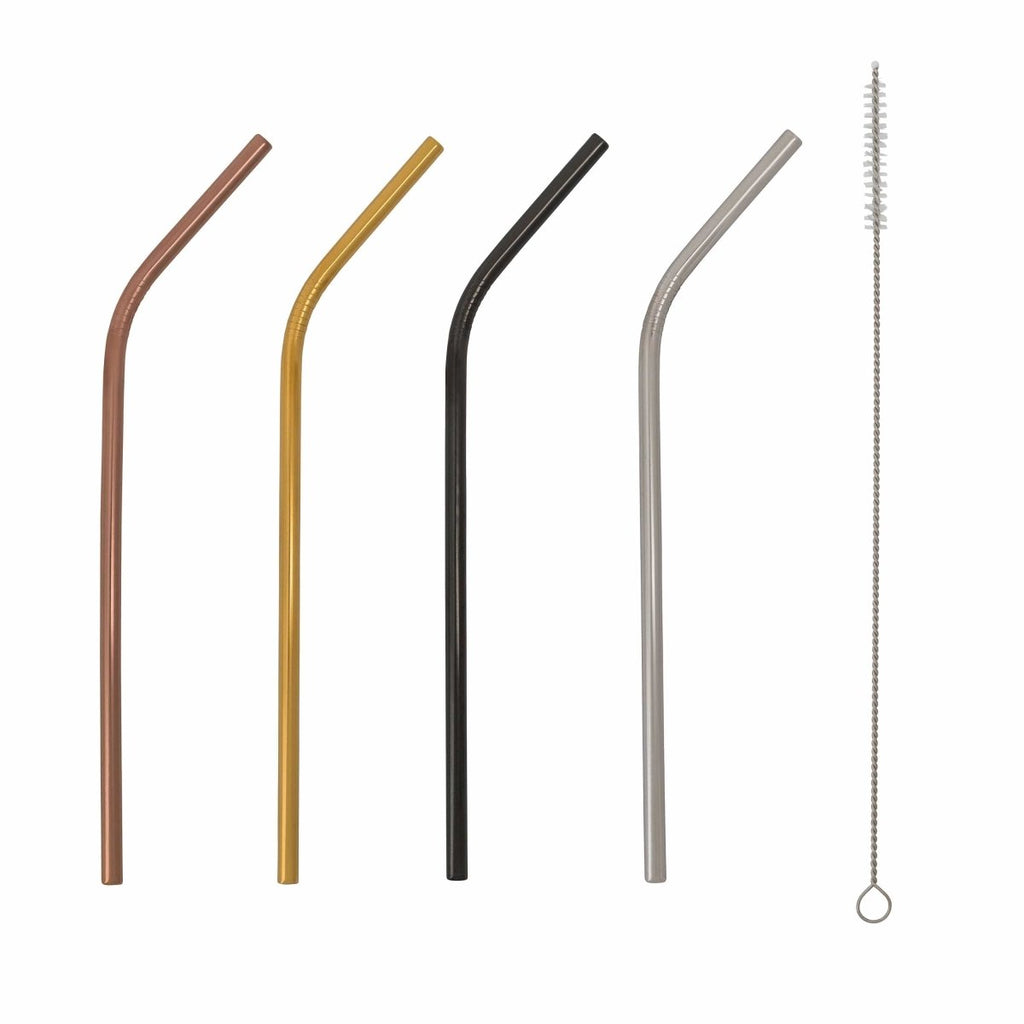 Hom & Ember – Elegant Reusable Stainless Steel Straws in Matte Finish for a Sophisticated Sip - Hom & Ember