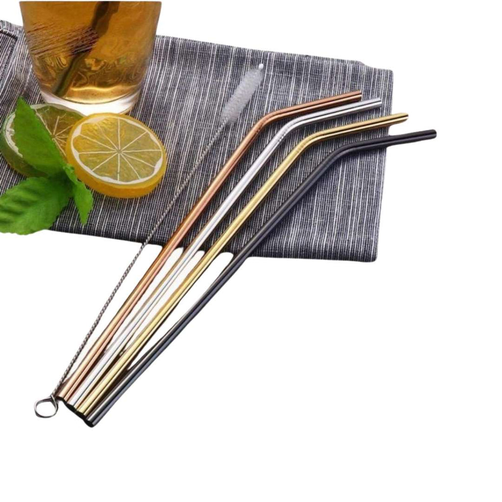 Hom & Ember – Elegant Reusable Stainless Steel Straws in Matte Finish for a Sophisticated Sip - Hom & Ember