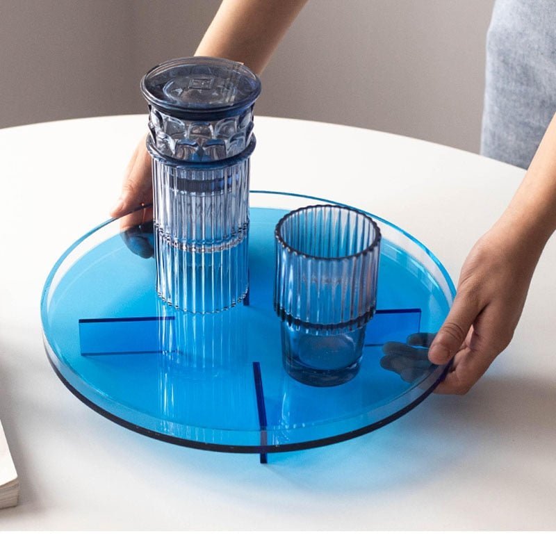Hom & Ember – Elegant Round Acrylic Tray in Vibrant Hues for a Serene Ambiance - Hom & Ember