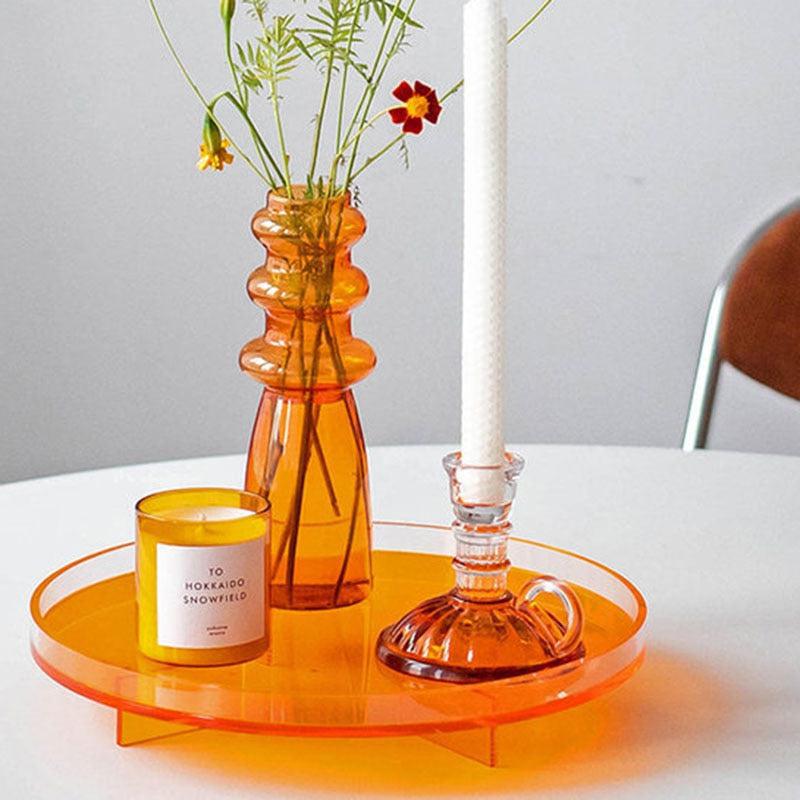 Hom & Ember – Elegant Round Acrylic Tray in Vibrant Hues for a Serene Ambiance - Hom & Ember