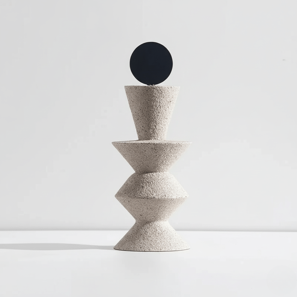 Hom & Ember – Elegant Sandy Resin Geometric Sculpture for a Serene Ambiance - Hom & Ember