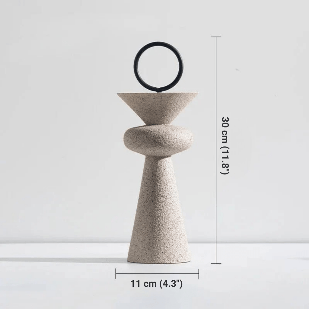 Hom & Ember – Elegant Sandy Resin Geometric Sculpture for a Serene Ambiance - Hom & Ember
