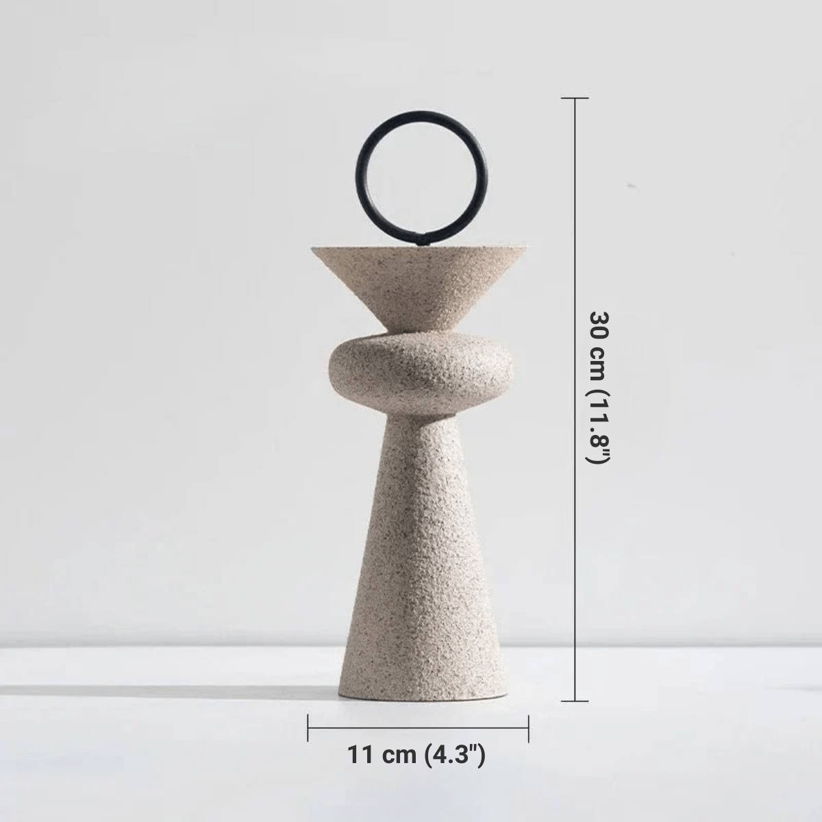 Hom & Ember – Elegant Sandy Resin Geometric Sculpture for a Serene Ambiance - Hom & Ember