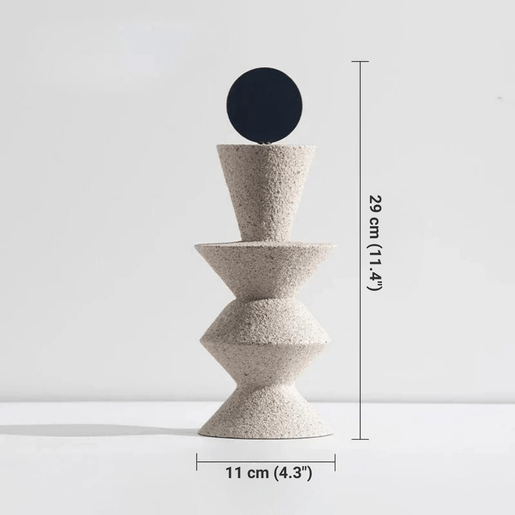 Hom & Ember – Elegant Sandy Resin Geometric Sculpture for a Serene Ambiance - Hom & Ember