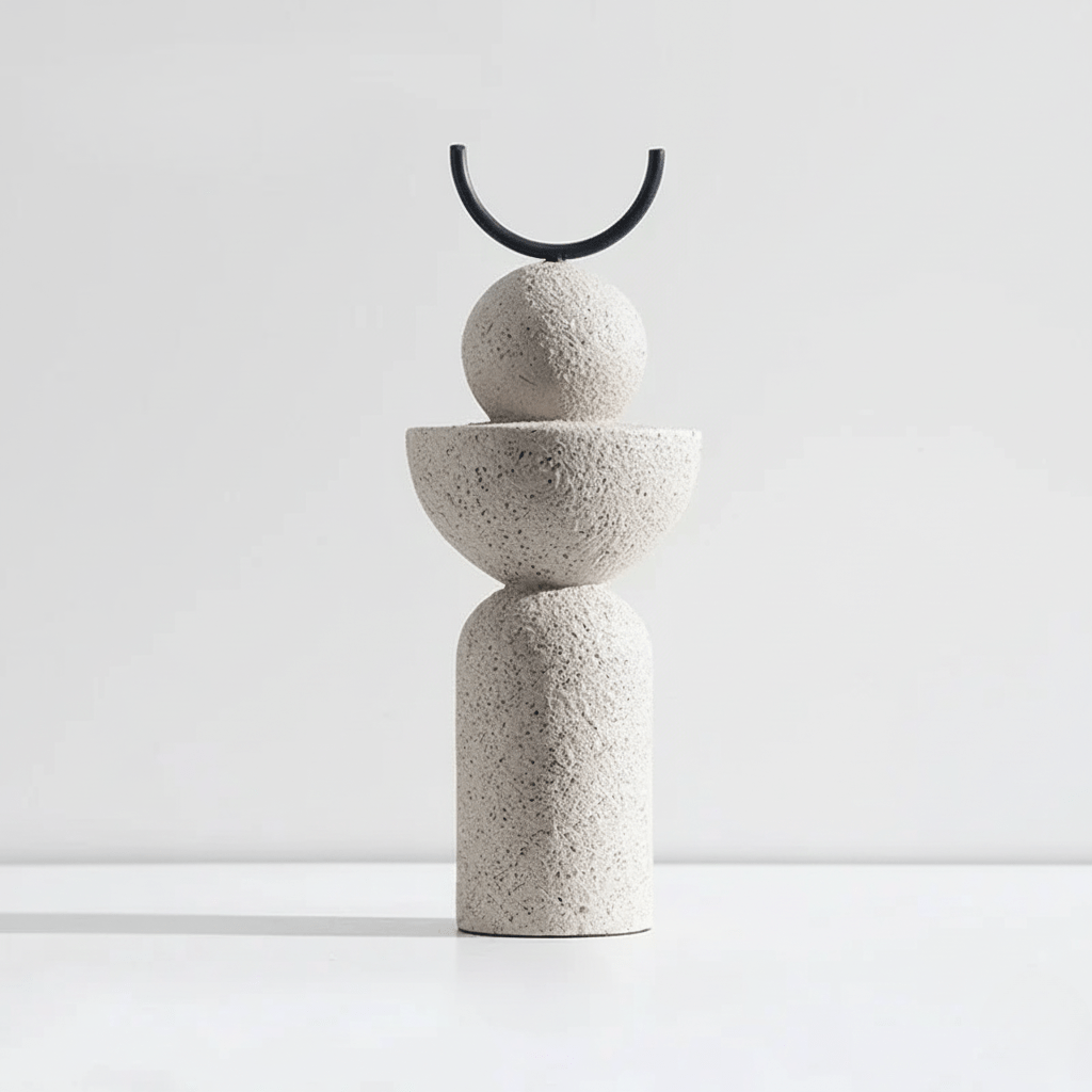 Hom & Ember – Elegant Sandy Resin Geometric Sculpture for a Serene Ambiance - Hom & Ember