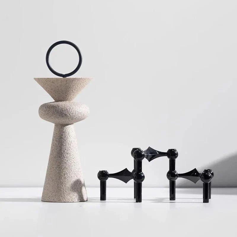 Hom & Ember – Elegant Sandy Resin Geometric Sculpture for a Serene Ambiance - Hom & Ember