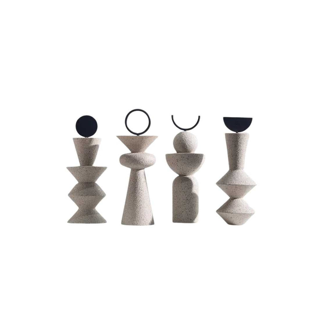 Hom & Ember – Elegant Sandy Resin Geometric Sculpture for a Serene Ambiance - Hom & Ember