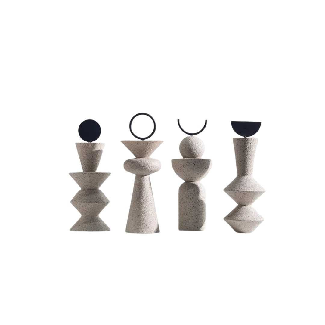 Hom & Ember – Elegant Sandy Resin Geometric Sculpture for a Serene Ambiance - Hom & Ember