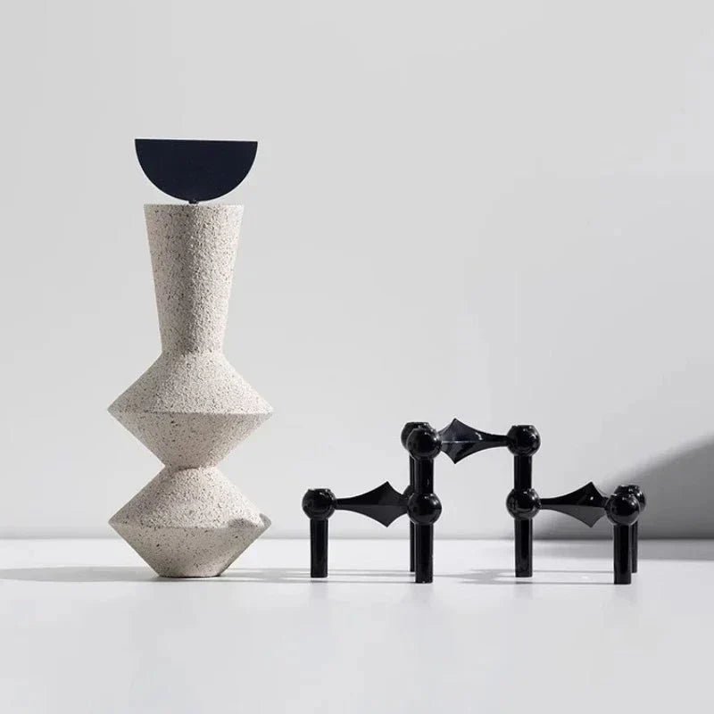 Hom & Ember – Elegant Sandy Resin Geometric Sculpture for a Serene Ambiance - Hom & Ember