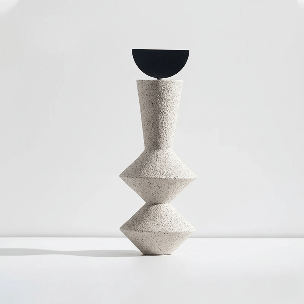 Hom & Ember – Elegant Sandy Resin Geometric Sculpture for a Serene Ambiance - Hom & Ember