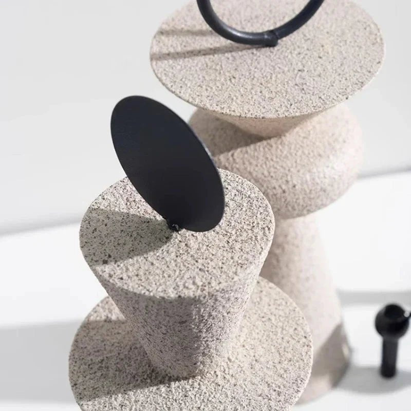 Hom & Ember – Elegant Sandy Resin Geometric Sculpture for a Serene Ambiance - Hom & Ember