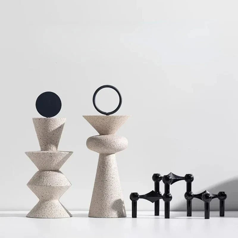 Hom & Ember – Elegant Sandy Resin Geometric Sculpture for a Serene Ambiance - Hom & Ember