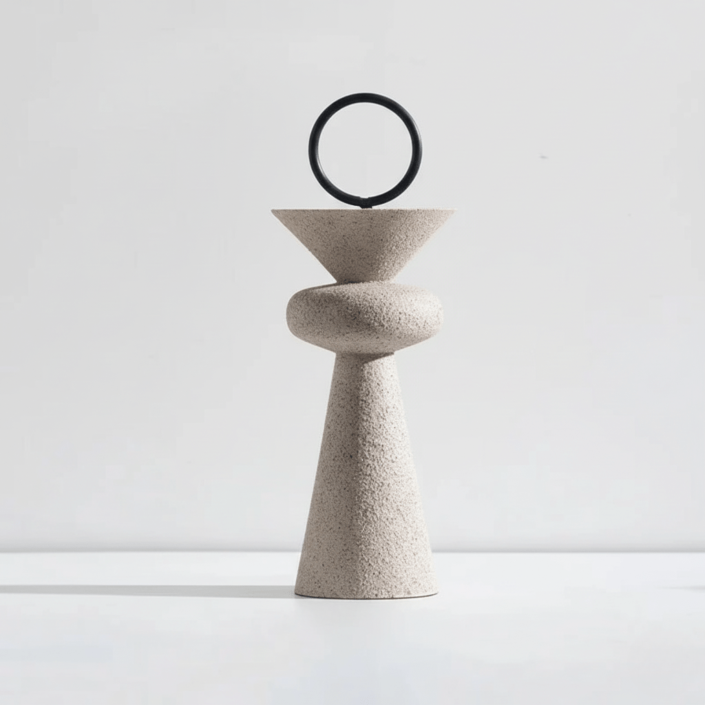 Hom & Ember – Elegant Sandy Resin Geometric Sculpture for a Serene Ambiance - Hom & Ember