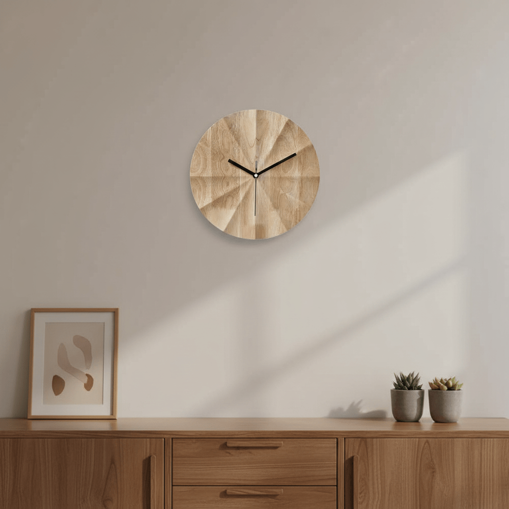 Hom & Ember – Elegant Scandinavian Timber Wall Clock for a Serene Ambiance with Minimalist Charm - Hom & Ember