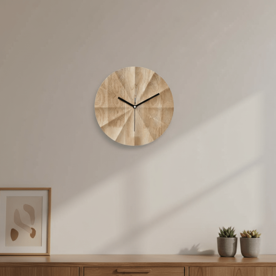 Hom & Ember – Elegant Scandinavian Timber Wall Clock for a Serene Ambiance with Minimalist Charm - Hom & Ember