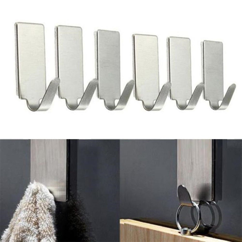 Hom & Ember – Elegant Self - Adhesive Stainless Steel Hooks for Organised Spaces and Sleek Modern Touch - Hom & Ember