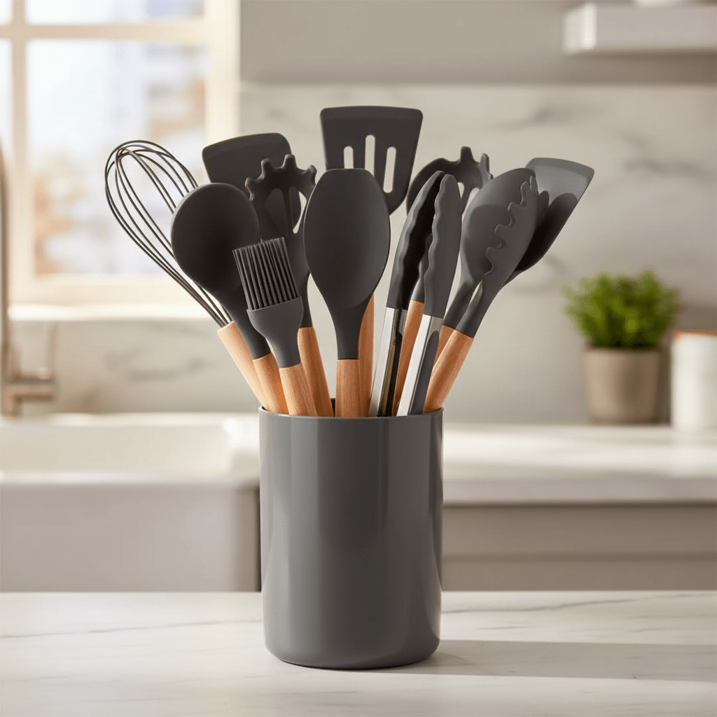 Hom & Ember – Elegant Silicone Utensil Set for Modern Kitchens for a Stylish Culinary Experience - Hom & Ember