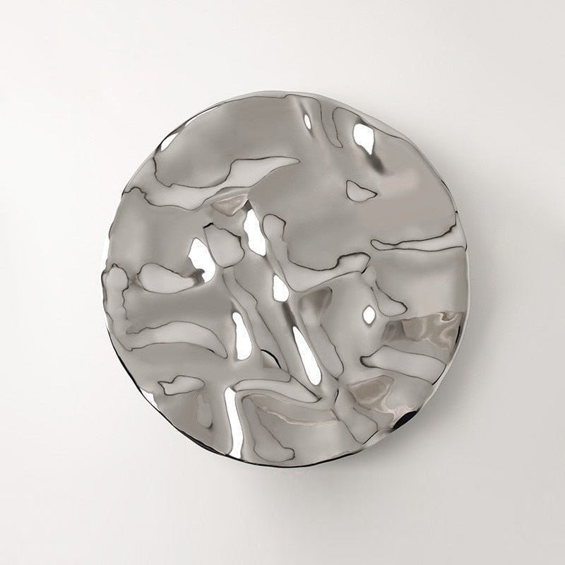 Hom & Ember – Elegant Silver Chrome Decorative Ceramic Tray for a Sophisticated Art Display - Hom & Ember