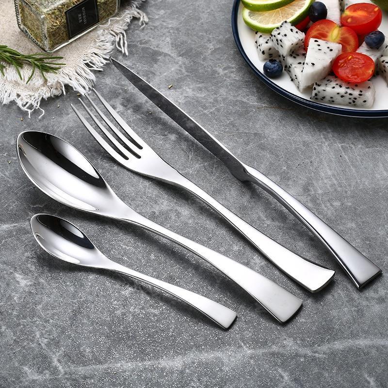 Hom & Ember – Elegant Silver Stainless Steel Cutlery Set for a Timeless Dining Experience - Hom & Ember