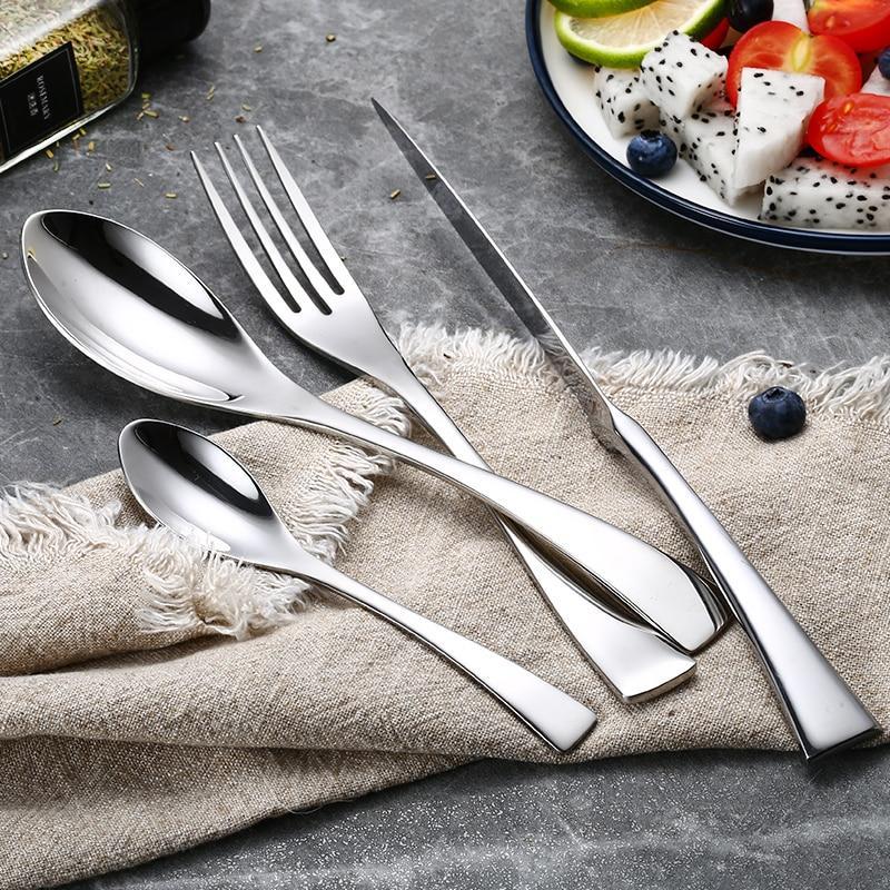 Hom & Ember – Elegant Silver Stainless Steel Cutlery Set for a Timeless Dining Experience - Hom & Ember