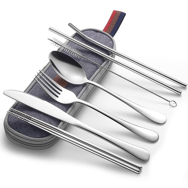 Hom & Ember – Elegant Stainless Steel Cutlery Set in Chic Portable Case for Effortless Dining Experience - Hom & Ember