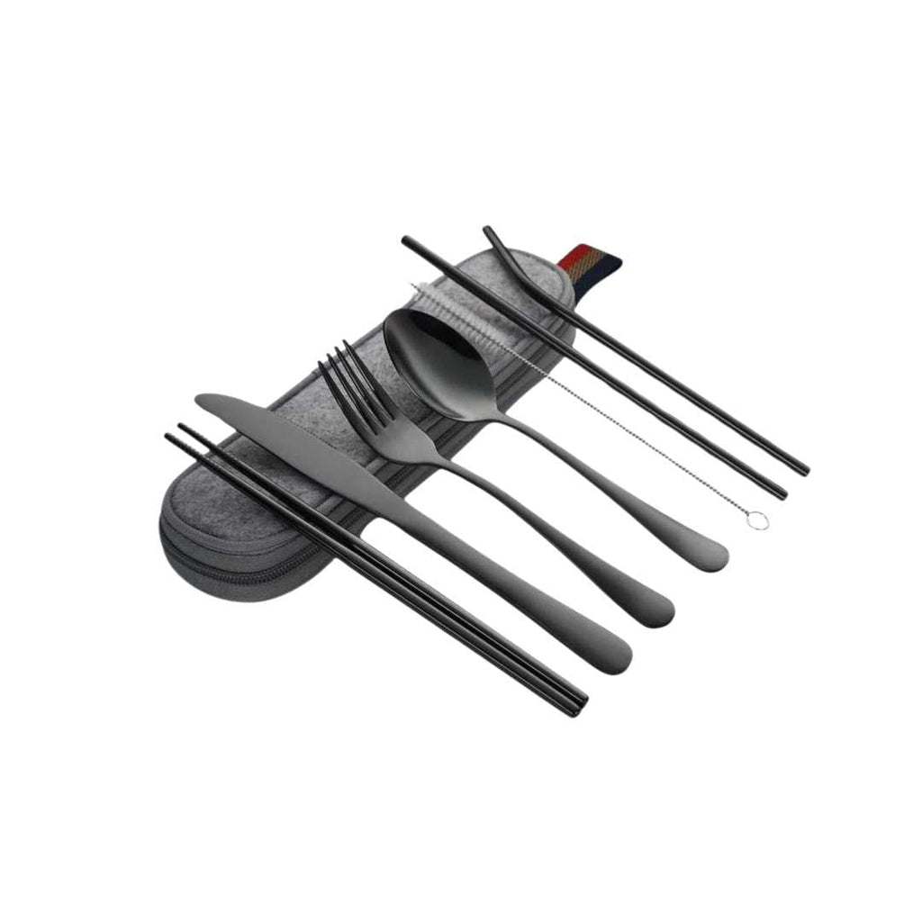 Hom & Ember – Elegant Stainless Steel Cutlery Set in Chic Portable Case for Effortless Dining Experience - Hom & Ember