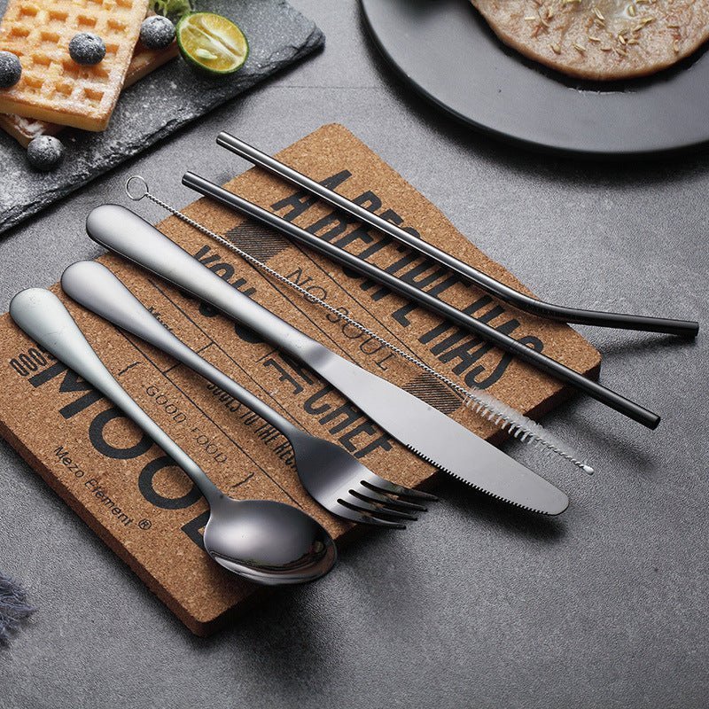 Hom & Ember – Elegant Stainless Steel Cutlery Set in Chic Portable Case for Effortless Dining Experience - Hom & Ember
