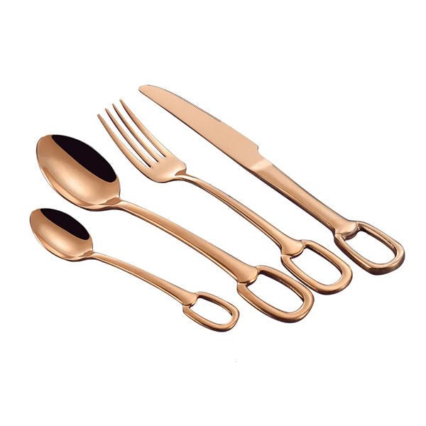 Hom & Ember – Elegant Stainless Steel Cutlery Set with Ring Handle for Sophisticated Dining - Hom & Ember