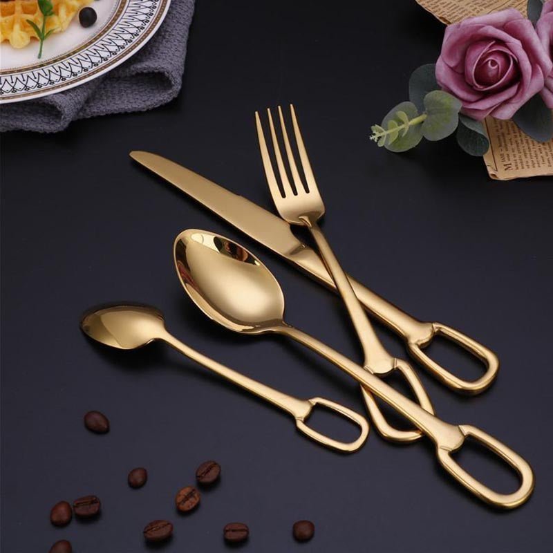 Hom & Ember – Elegant Stainless Steel Cutlery Set with Ring Handle for Sophisticated Dining - Hom & Ember