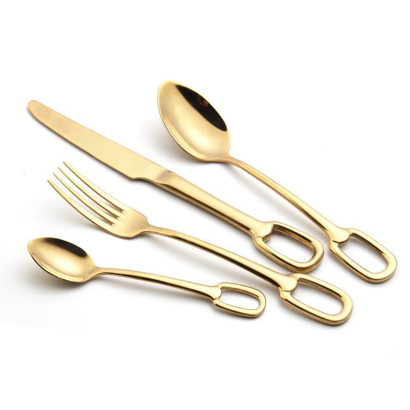 Hom & Ember – Elegant Stainless Steel Cutlery Set with Ring Handle for Sophisticated Dining - Hom & Ember