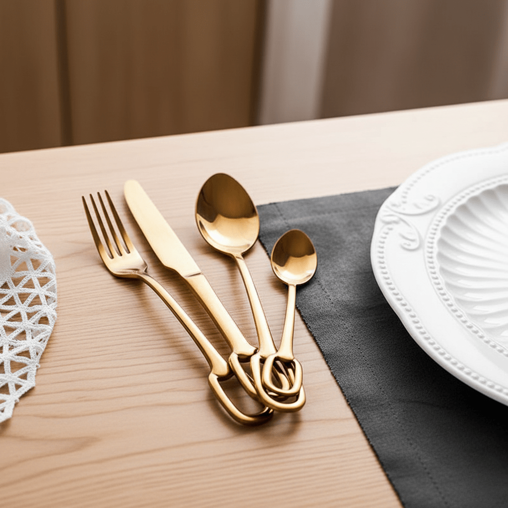 Hom & Ember – Elegant Stainless Steel Cutlery Set with Ring Handle for Sophisticated Dining - Hom & Ember