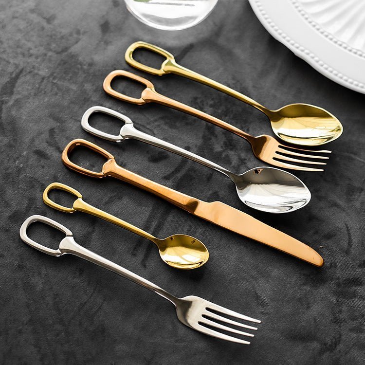 Hom & Ember – Elegant Stainless Steel Cutlery Set with Ring Handle for Sophisticated Dining - Hom & Ember