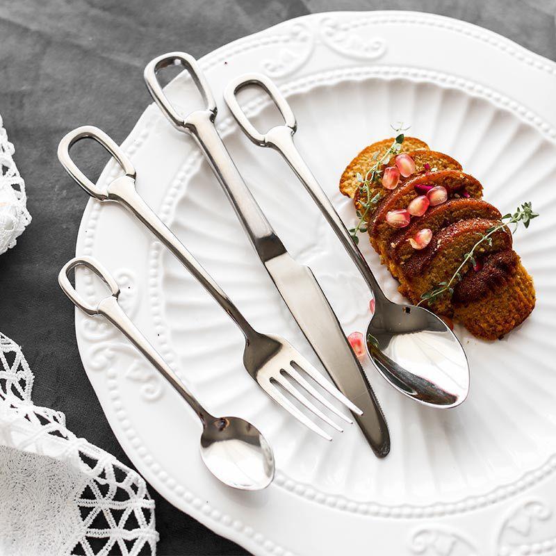 Hom & Ember – Elegant Stainless Steel Cutlery Set with Ring Handle for Sophisticated Dining - Hom & Ember