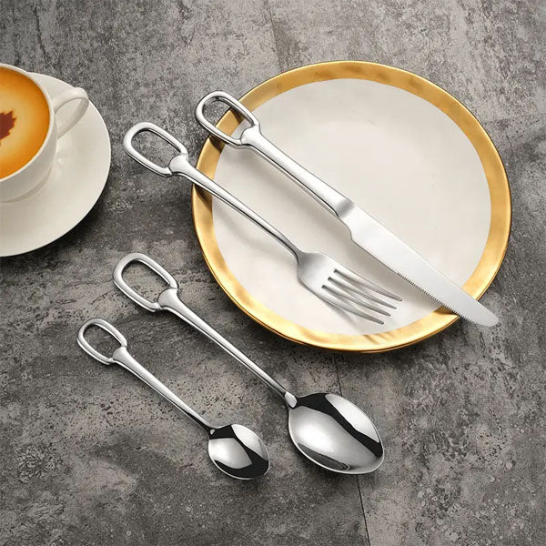 Hom & Ember – Elegant Stainless Steel Cutlery Set with Ring Handle for Sophisticated Dining - Hom & Ember