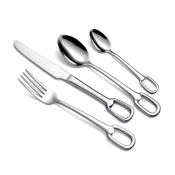 Hom & Ember – Elegant Stainless Steel Cutlery Set with Ring Handle for Sophisticated Dining - Hom & Ember