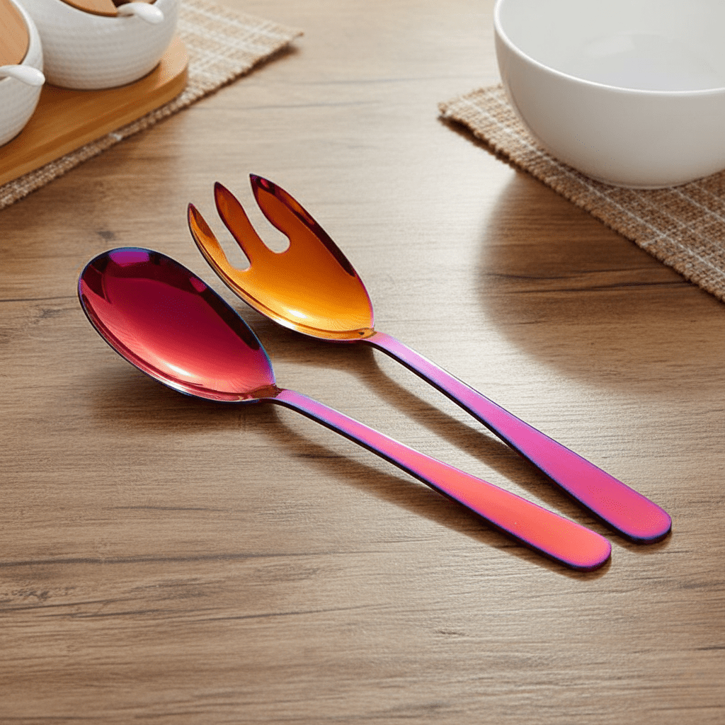 Hom & Ember – Elegant Stainless Steel Serving Spoon and Fork Set for a Sophisticated Dining Experience - Hom & Ember