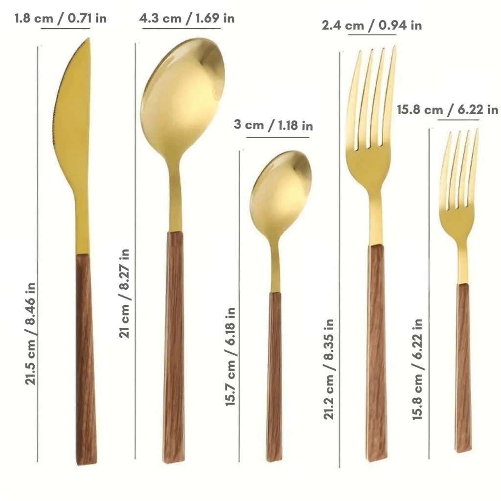 Hom & Ember – Elegant Steel and Wood Cutlery Set for Dining Experiences with Timeless Charm - Hom & Ember