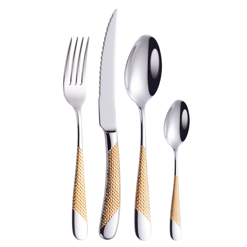 Hom & Ember – Elegant Textured Stainless Steel Cutlery Set for a Sophisticated Dining Experience - Hom & Ember