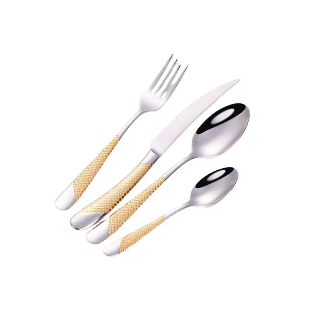 Hom & Ember – Elegant Textured Stainless Steel Cutlery Set for a Sophisticated Dining Experience - Hom & Ember