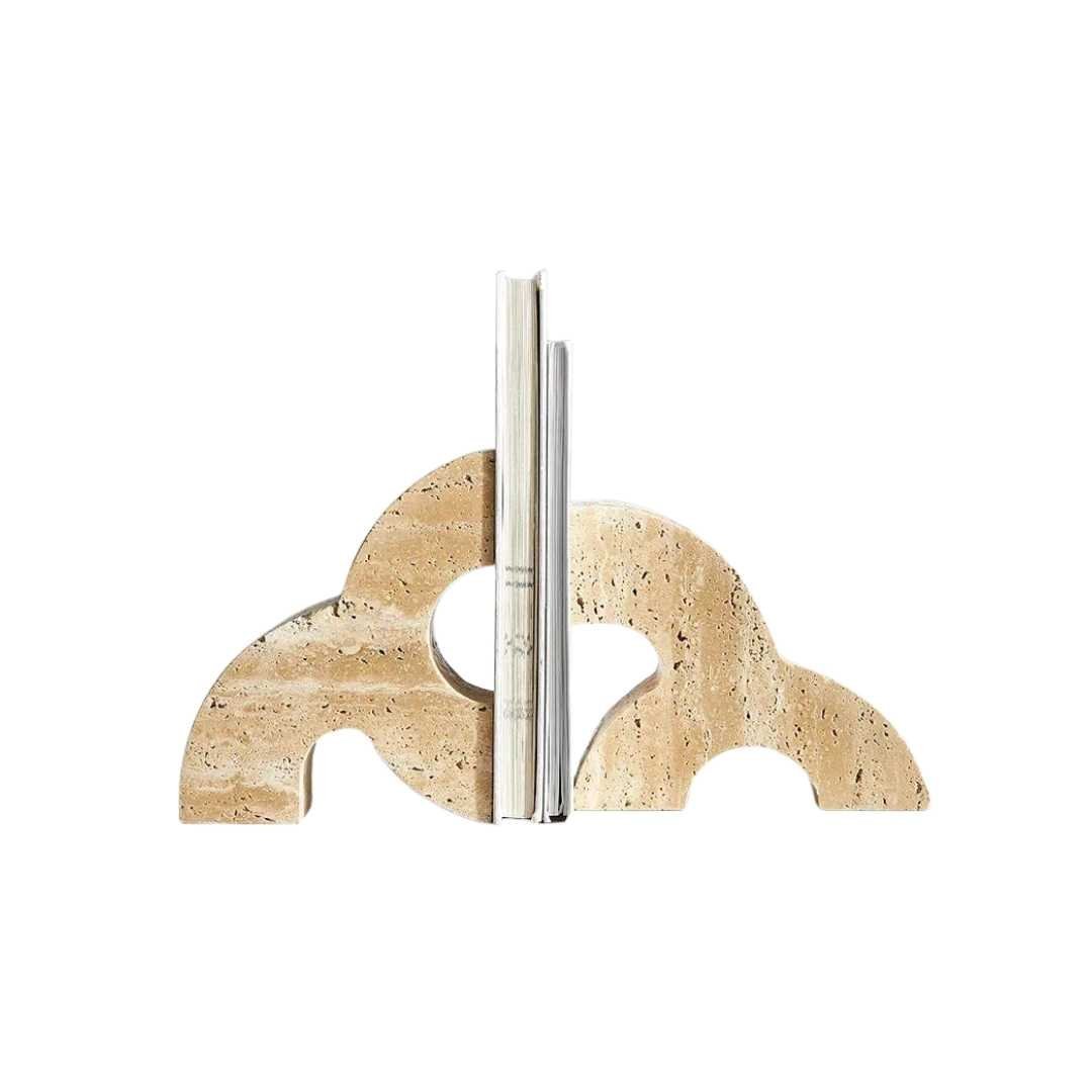 Hom & Ember – Elegant Travertine Bookends for a Stylish Modern Functionality with Timeless Charm - Hom & Ember