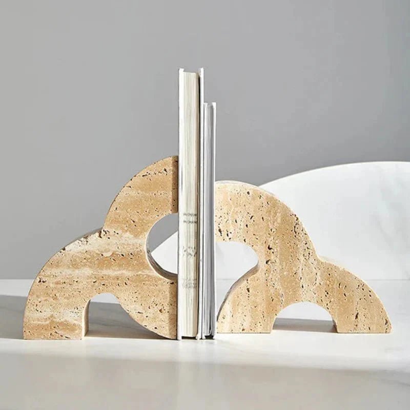 Hom & Ember – Elegant Travertine Bookends for a Stylish Modern Functionality with Timeless Charm - Hom & Ember