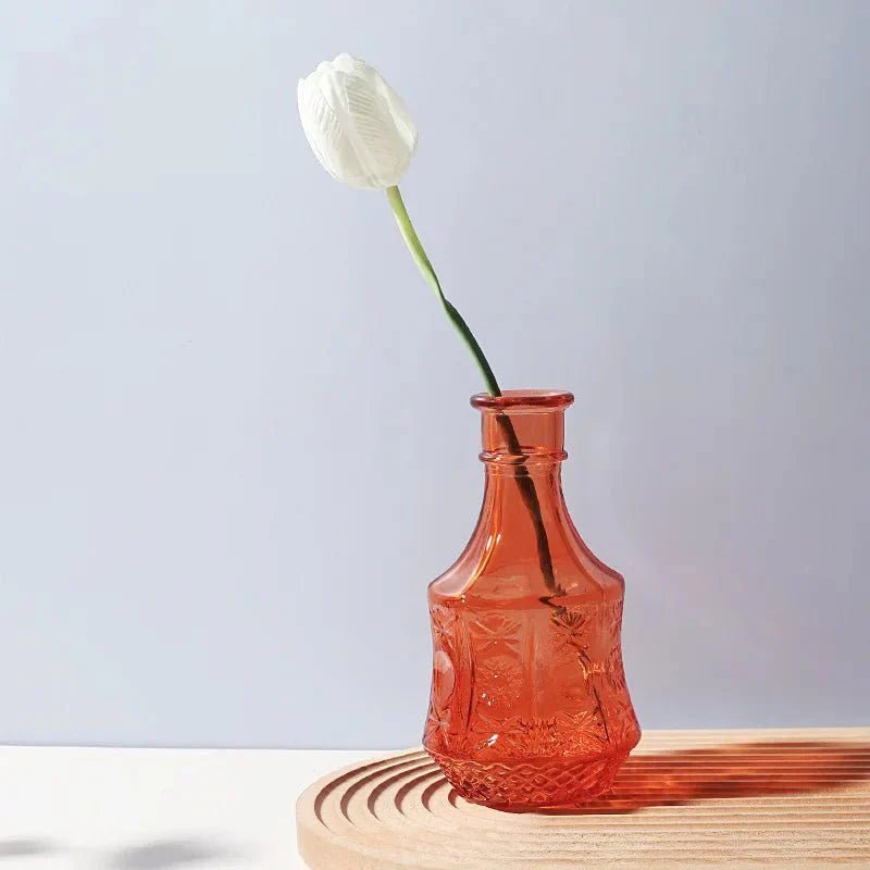 Hom & Ember – Elegant Vintage Glass Flower Vase for a Stylish and Aesthetic Display - Hom & Ember