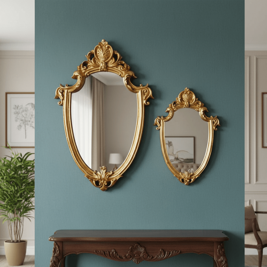 Hom & Ember – Elegant Vintage - Style Gold Decorative Mirror for a Timeless Ambiance - Hom & Ember