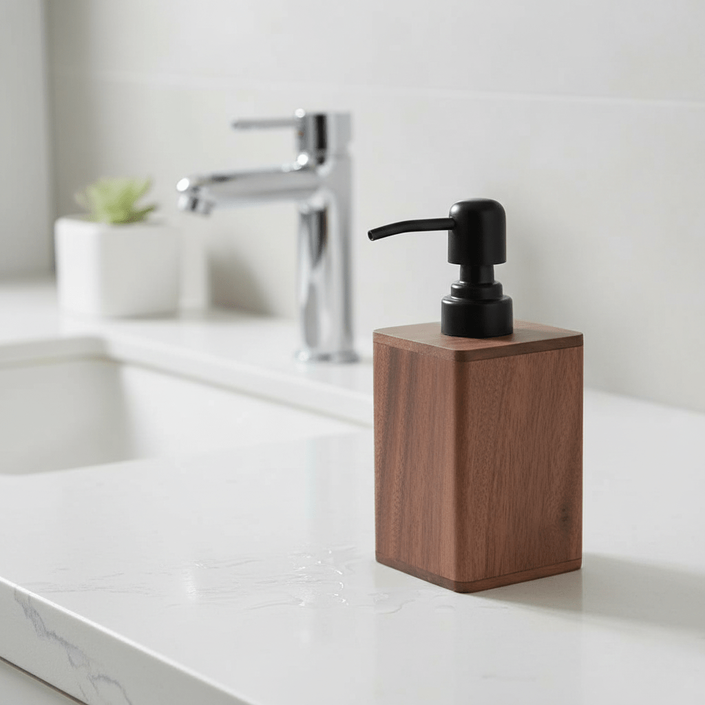 Hom & Ember – Elegant Walnut Soap and Lotion Dispenser for a Refined Touch with Timeless Style - Hom & Ember