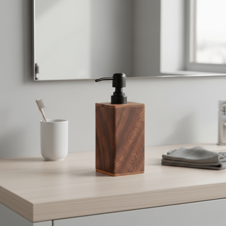 Hom & Ember – Elegant Walnut Soap and Lotion Dispenser for a Refined Touch with Timeless Style - Hom & Ember